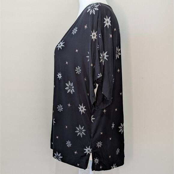 Soma Black & White Starburst Relaxed Fit Cool Nights Scoop Neck Sleep Shirt Med - Picture 3 of 8